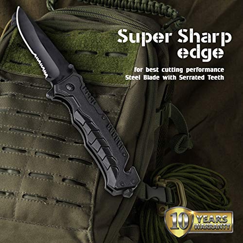 DAPR Folding Pocket Knife for Hunting, Survival, Self-Defense, Cam...