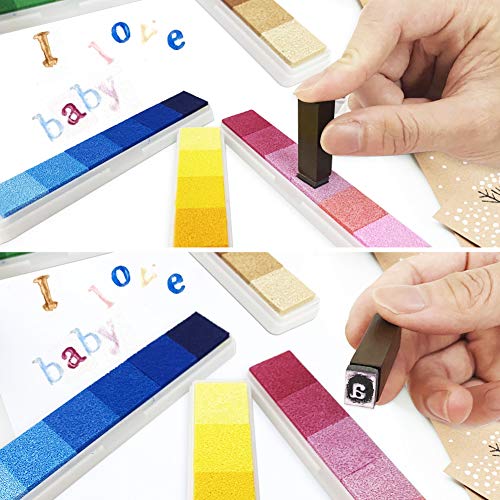 Alphabet Stamps,Mini 70pcs Set Letter Stamps with 5 Gradient Ink P...