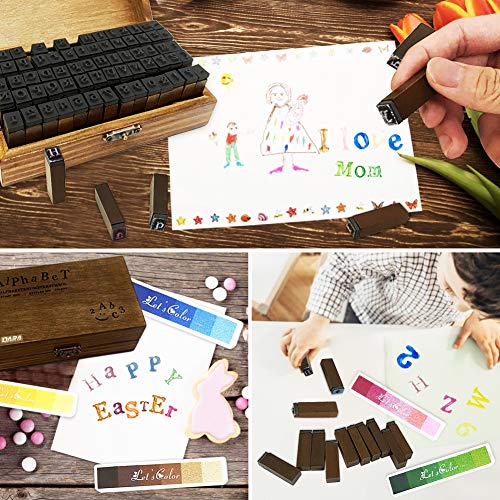 Alphabet Stamps,Mini 70pcs Set Letter Stamps with 5 Gradient Ink P...