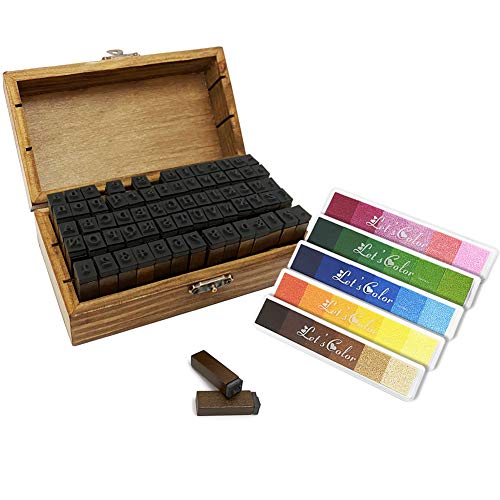 Alphabet Stamps,Mini 70pcs Set Letter Stamps with 5 Gradient Ink P...