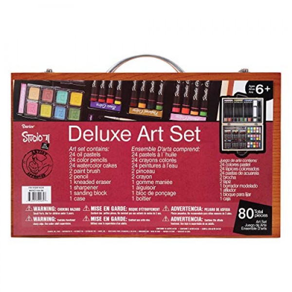 Darice 80-Piece Deluxe Art Set - Art Supplies for Drawing, Paintin...