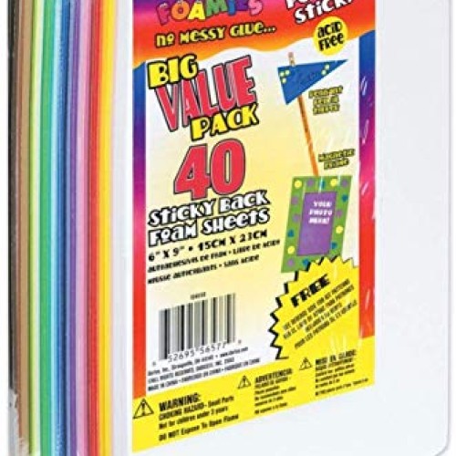 Darice DariceFoamiesStickyBack6x940pc, 6 x 9 Sheets Pack of 40...
