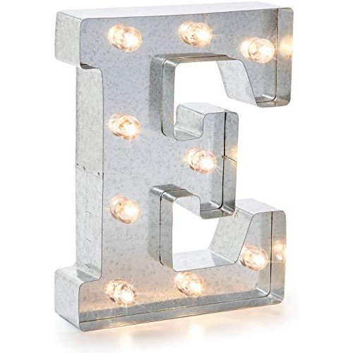 Darice Silver Metal Marquee Letter - E - Vintage-Style Lighted Mar...