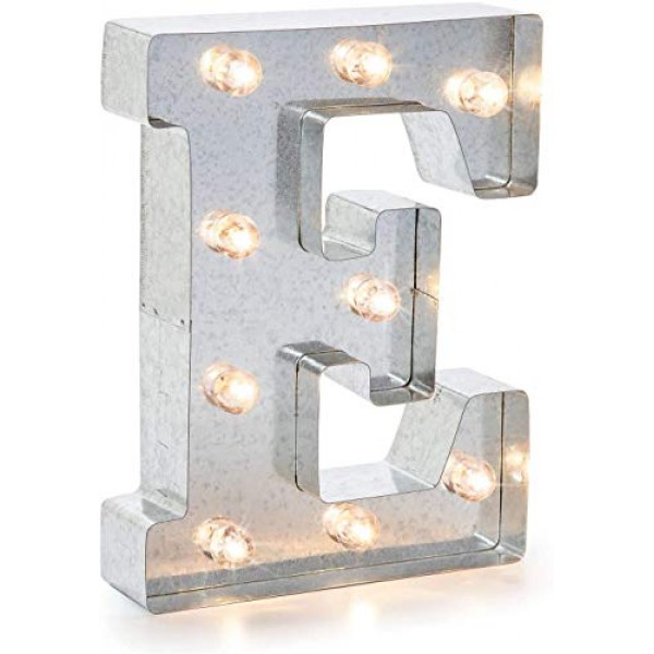 Darice Silver Metal Marquee Letter - E - Vintage-Style Lighted Mar...