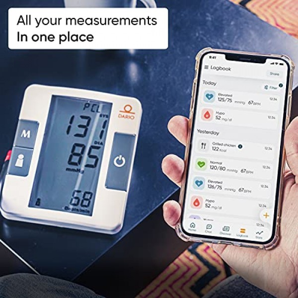 DARIO Blood Pressure Monitor | Accurate BP Machine with Adjustable...