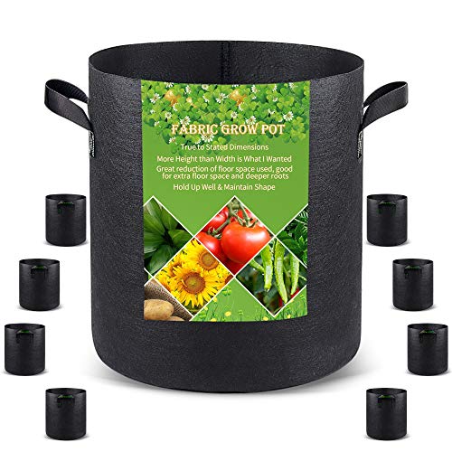 Grow Bags Tall, 7 Gallon 8 Pack Fabric Smart Grow Pots Deep with H...