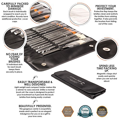 Artist Paint Brush Set Professional 15pc Best Art Supplies Paintbr...