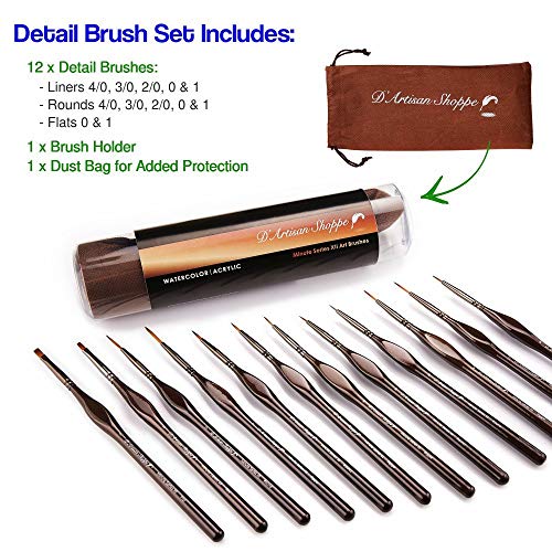 Miniature Paint Brushes Detail Set -12pc Minute Series XII Miniatu...