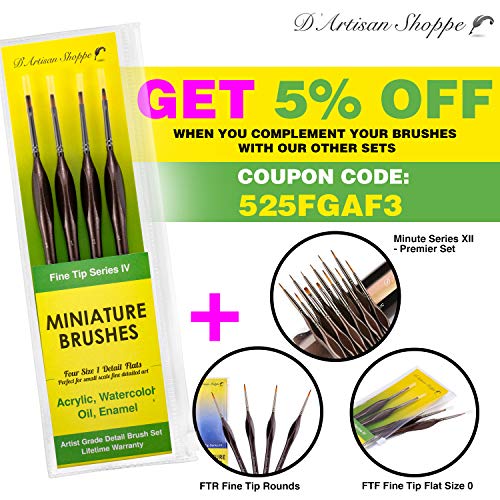 Small Model Paint Brush Set. Miniature Paintbrushes for Acrylic Pa...