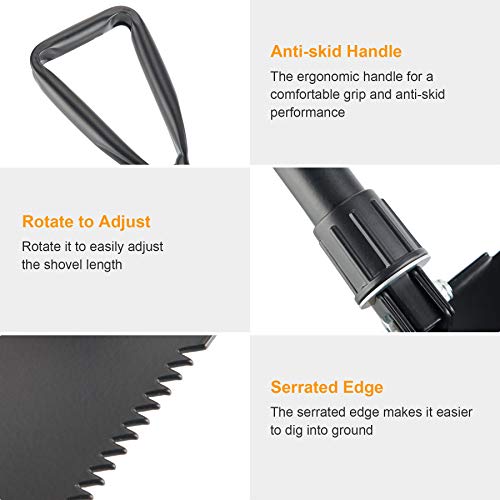 18.1 Military Style Foldable E-Tool, Small Compact Lightweight Su...