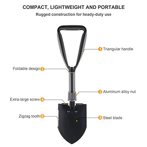 18.1 Military Style Foldable E-Tool, Small Compact Lightweight Su...