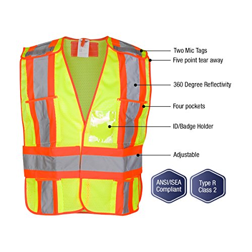 High Visibility Safety Vest – ANSI Class 2 Breakaway Vest with 5 P...