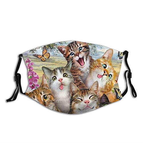 Smile Cat Cloth Face Mask With Filter Pocket Washable Reusable Fac...