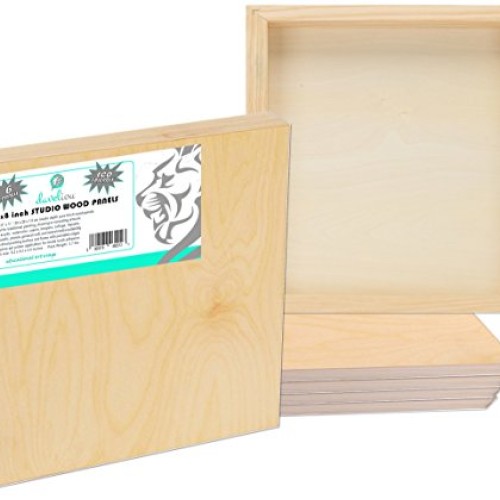 Daveliou Wooden Painting Board 8x8-6-Pack Birch Wood Boards for Cr...
