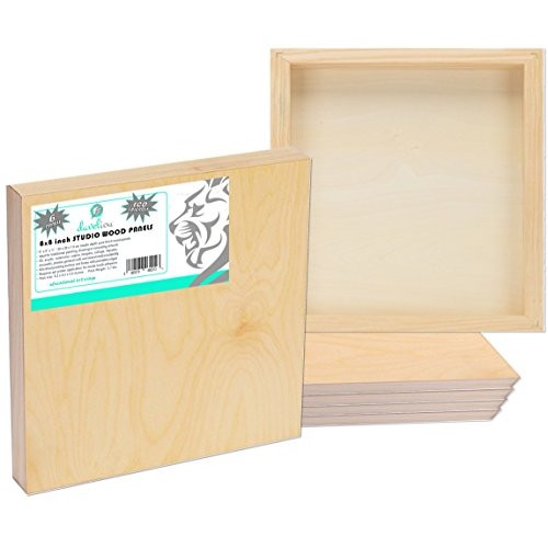 Daveliou Wooden Painting Board 8x8-6-Pack Birch Wood Boards for Cr...