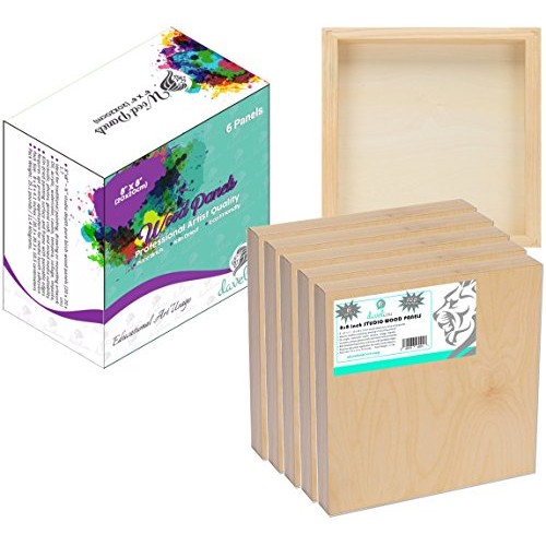 Daveliou Wooden Painting Board 8x8-6-Pack Birch Wood Boards for Cr...