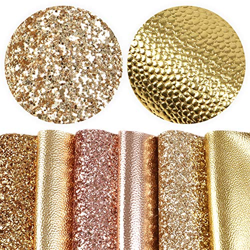 David accessories Chunky Glitter Faux Leather Sheets Solid Color L...