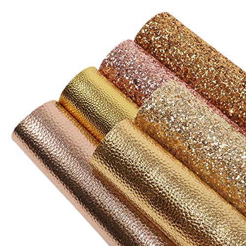 David accessories Chunky Glitter Faux Leather Sheets Solid Color L...