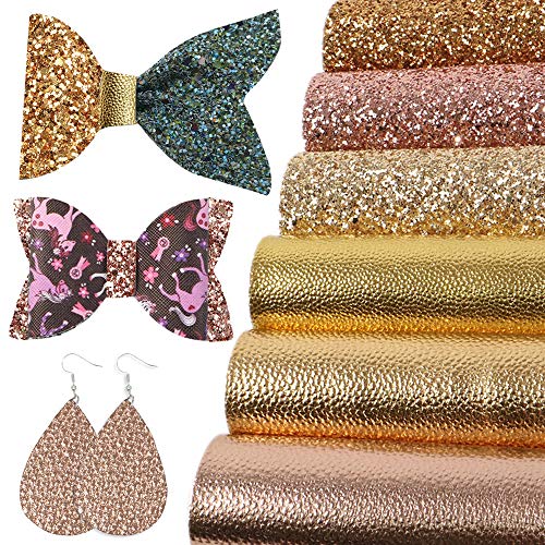 David accessories Chunky Glitter Faux Leather Sheets Solid Color L...