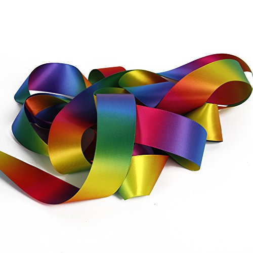 Satin Ribbon Gradient Rainbow Double Side Rainbow Colorful Printed...