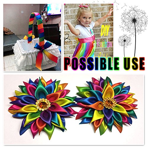 Satin Ribbon Gradient Rainbow Double Side Rainbow Colorful Printed...