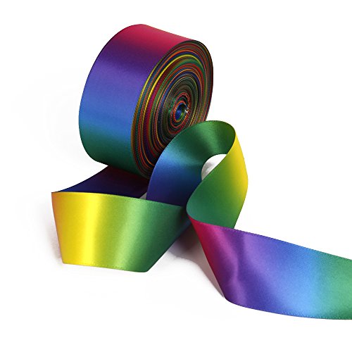 Satin Ribbon Gradient Rainbow Double Side Rainbow Colorful Printed...