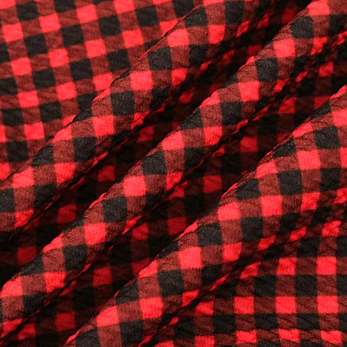 David Angie Black Red Plaid Bullet Textured Liverpool Fabric 4 Way...