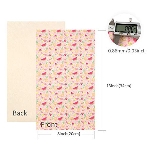 David Angie Summer Fruits Printed Faux Leather Fabric Sheet 10 Pcs...