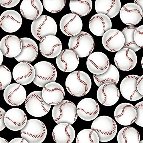 Baseballs Cotton Fabric by The Yard, 1 Yard Precuts