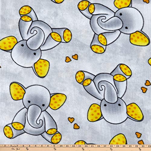 David Textiles Sleepytime Elephants Antipill Fleece 60 Grey Fabric