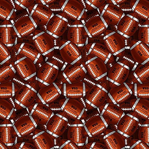 Footballs Cotton Fabric by The Yard, Precut 1 Yard Pieces