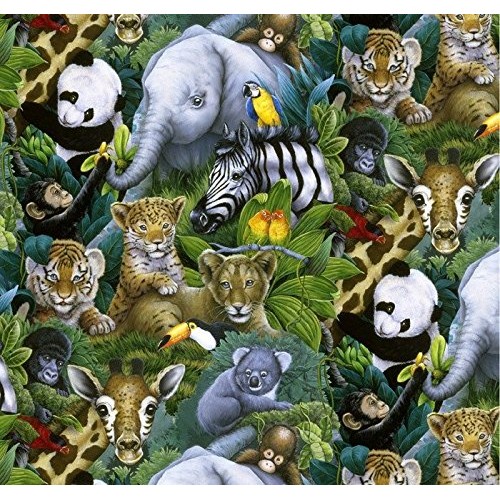 Jungle Safari Animals Cotton Fabric by The Yard