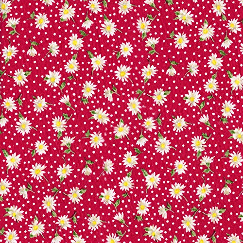Polka Dot Daisies Cotton Fabric by The Yard