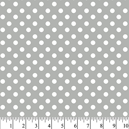 Polka Dots White On Gray Flannel Fabric By The Yard