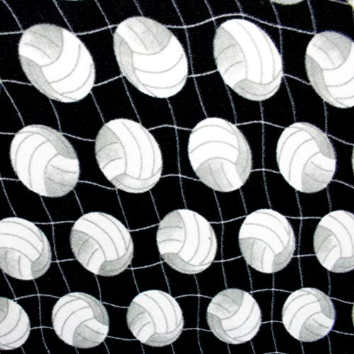 Volleyball Net Black Premium Anti Pill Print Fleece Fabric, 60 In...