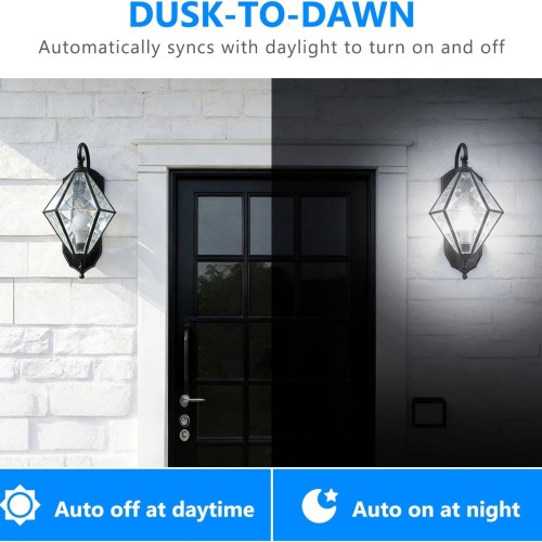 DAYBETTER 4 Pack A19 Dusk to Dawn Light Bulbs Outdoor, Auto On/Off Photocell Sensor LED Light Bulb for Porch & Security Lighting, 60W Equivalent, Energy Efficient 9W, Daylight 5000K, E26 Base