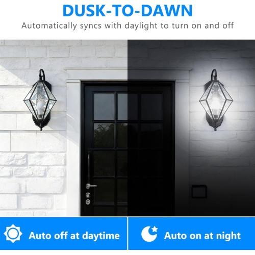 DAYBETTER 4 Pack A19 Dusk to Dawn Light Bulbs Outdoor, Auto On/Off Photocell Sensor LED Light Bulb for Porch & Security Lighting, 60W Equivalent, Energy Efficient 9W, Daylight 5000K, E26 Base