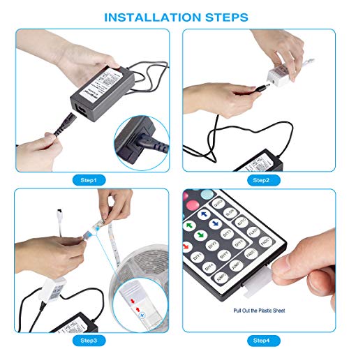 DAYBETTER Led Strip Lights 32.8ft Waterproof Flexible Tape Lights ...