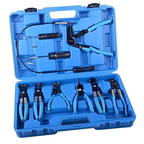 9pcs Wire Long Reach Hose Clamp Pliers Set Fuel Oil Water Hose Aut...