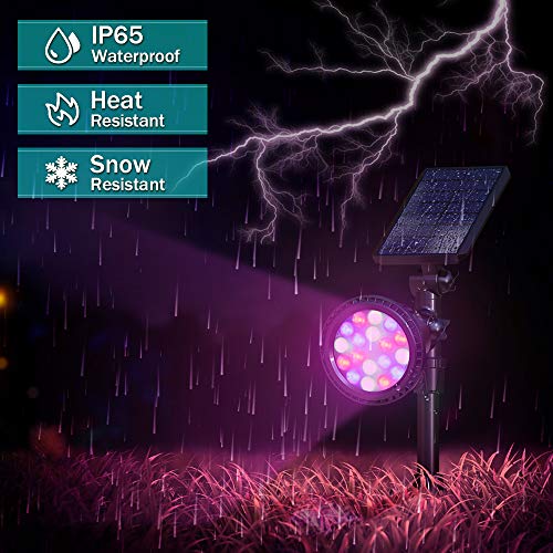DBF Solar Lights Outdoor, Upgraded 18 LED Waterproof Solar Spotlig...