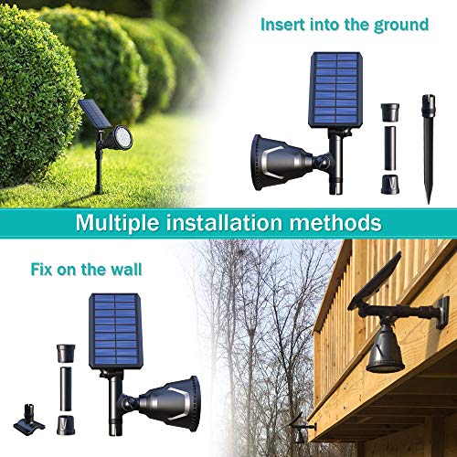 DBF Solar Lights Outdoor, Upgraded 18 LED Waterproof Solar Spotlig...