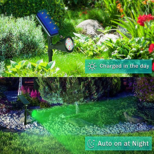 DBF Solar Lights Outdoor, Upgraded 18 LED Waterproof Solar Spotlig...