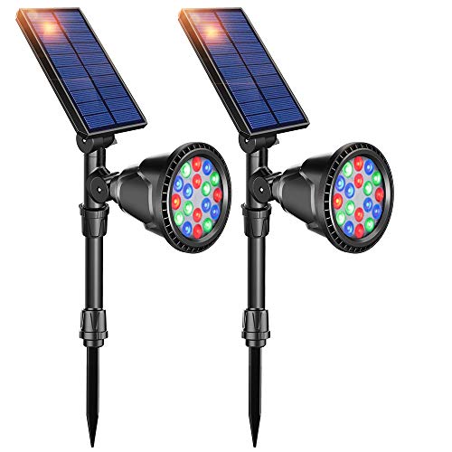 DBF Solar Lights Outdoor, Upgraded 18 LED Waterproof Solar Spotlig...