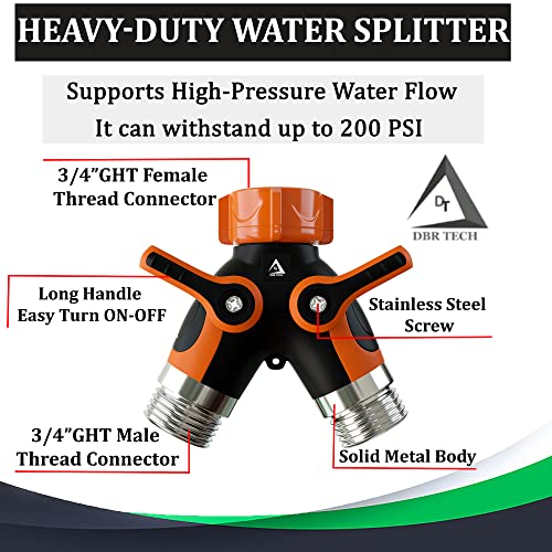 Hose Splitter 2 Way, Heavy Duty Metal Connector, Two Way Garden Ho...