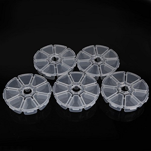 DCDEAL 5Pcs 8 Compartments Plastic Clear Round Craft Gem Beads Dis...