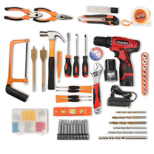 Dedeo Cordless Hammer Drill Tool Kit, 60Pcs Household Power Tools ...