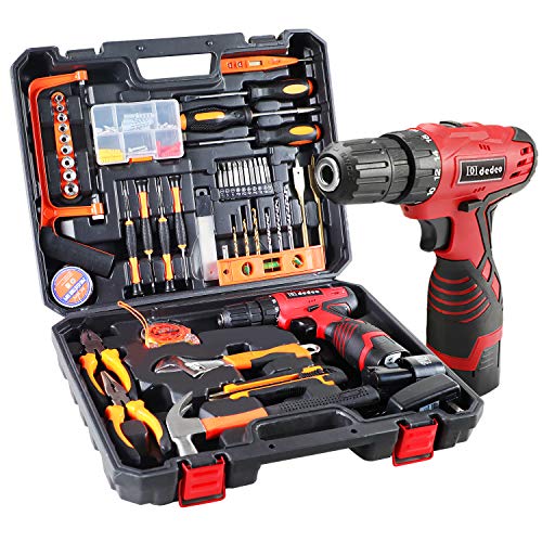 Dedeo Cordless Hammer Drill Tool Kit, 60Pcs Household Power Tools ...