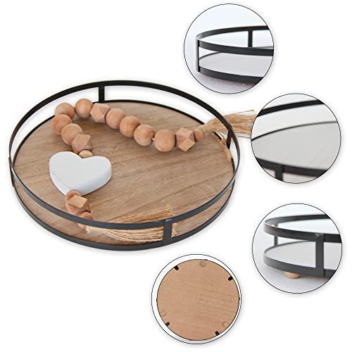 Defined Deco 12 inch Decorative Tray,Round Tray with Metal Handle,...