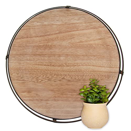 Defined Deco 12 inch Decorative Tray,Round Tray with Metal Handle,...