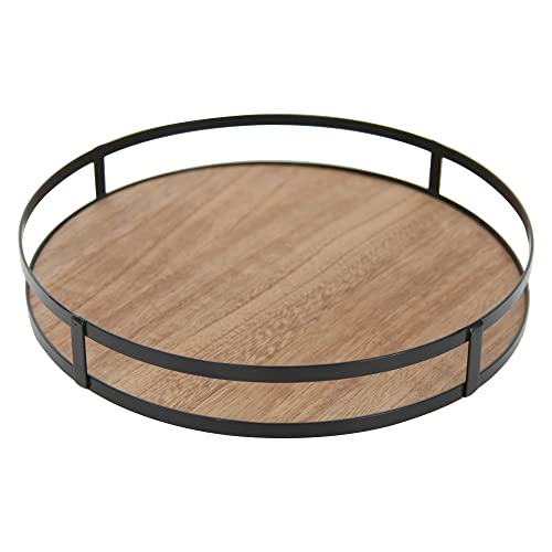 Defined Deco 12 inch Decorative Tray,Round Tray with Metal Handle,...